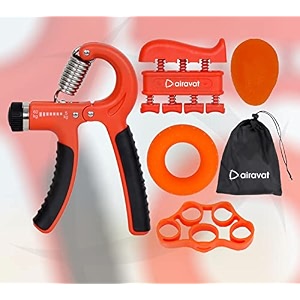airavat gripper gripper set black adjustable hand grip strengthener set of 5 hand grip for men finger exercise power hand grippers orange