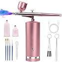 Airbrush Kit With Compressor - 48PSI Rechargeable Cordless Non-Clogging High-Pressure Air Brush Set with 0.3mm Nozzle and Cleaning Brush Set for Nail Art, Makeup, Painting, Cake Decor