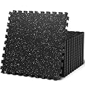 AIRHOP 0.79in Thick 48 Sq Ft Exercise Equipment Mats, 12 Tiles Upgraded Rubber Top with High Density EVA Foam, Large Interlocking Puzzle Gym Flooring for Home Gym, Heavy Weight Workout,Black & White