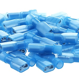 airic 100pcs blue 16-14 gauge nylon fully insulated female quick disconnect wire spade crimp terminal