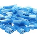 AIRIC 100pcs Blue 16-14 Gauge Nylon Fully Insulated Female Quick Disconnect Wire Spade Crimp Terminal