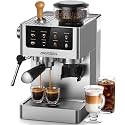 AIRMSEN Espresso Machine with Grinder, 20 Bar, Milk Frothing Steam Wand