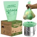 AIRNEX Small Compost Bags 1.6 Gal - 100 Compostable Kitchen Trash Bags for Countertop Bin - Cornstarch Leakproof & Tear-Resistant - OK Compost Home & Seedling Certified 0.18 mm Kitchen Garbage Bags