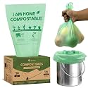 AIRNEX Small Compost Bags 1.6 Gal - 50 Compostable Kitchen Trash Bags for Countertop Bin - Cornstarch Leakproof &amp; Tear-Resistant - OK Compost Home &amp; Seedling Certified 0.18 mm Kitchen Garbage Bags