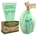 AIRNEX Small Compost Bags 2.6 Gal - 50 Compostable Kitchen Trash Bags for Countertop Bin - Cornstarch Leakproof &amp; Tear-Resistant - OK Compost Home &amp; Seedling Certified 0.18 mm Kitchen Garbage Bags