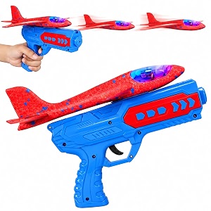 airplane launcher toy one-click ejection model foam - 1pc gun with 1 pc foam airplane