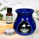 Airroma Aroma Gift Set Oil Burner Aroma Diffuser Blue (Free 2 Tea Light Candles & 10 ml Lemon Grass Aroma Oil) Diffuser, Diffuser Set, Aroma Oil Aroma Gift Set Oil Burner Aroma Diffuser Blue (Free 2 Tea Light Candles & 10 ml 