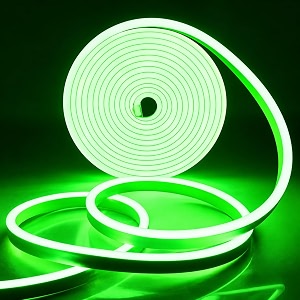 airsky 600led neon rope light 164 feet  12v adapter for home bedroom gaming room wall dcor party decoration  flexible silicone  continuous dot-free glow  green
