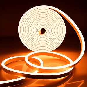 airsky 600led neon rope light 164feet  12v adapter for home bedroom gaming room wall dcor  flexible silicone  continuous dot-free glow  5 meter  orange