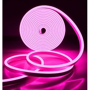 airsky 600led neon rope light 164feet  12v adapter for home bedroom gaming room wall dcor  flexible silicone  continuous dot-free glow  5 meter  pink