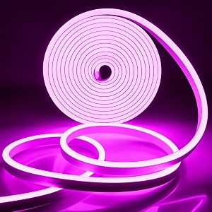 airsky 600led neon rope light 164 feet  12v adapter for home bedroom gaming room wall dcor party decoration  flexible silicone  continuous dot-free glow  purple
