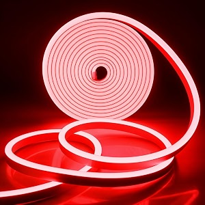 airsky 600led neon rope light 164feet  12v adapter for home bedroom gaming room wall dcor  flexible silicone  continuous dot-free glow  5 meter  red