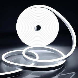 airsky 600led neon rope light 164 feet  12v adapter for home bedroom gaming room wall dcor party decoration  flexible silicone  continuous dot-free glow  white