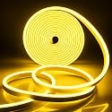 AirSky 600LED Neon Rope Light 16.4FEET | 12V Adapter for Home, Bedroom, Gaming Room, Wall Décor | Flexible Silicone | Continuous Dot-Free Glow | 5 Meter | (Yellow)