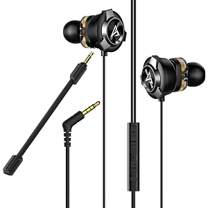 airsound a200 pro dual driver gaming earphone with dual mic amp 3d stereo sound for android tablets pc laptop
