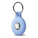 Svanove for Airtag Keychain Airtag Holder Key Ring, Siliocne Airtag Case Air Tag Cover, Cute Airtag Accessories for Kid, Luggage, Cat Dog Collar, Car, Compatible with Apple Airtag 2021, Light Blue