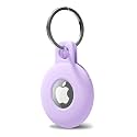 Svanove for Airtag Keychain Silicone, Airtag Holder with Key Ring, Air Tag Cover Cute Accessories for Kids, Luggage, Car Dog Collar, Car, Compatible with Apple Airtag Case Waterproof Tracker, Lilac