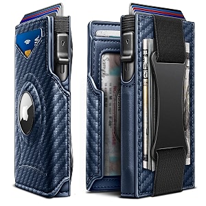 airtag wallet for menkemisant mens slim front pocket wallet money clip compatible with apple airtag rfid blocking purplish blue 2715 one size