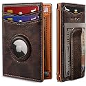 miyozi Airtag Wallet for Men- with Money Clip Gift Boxed, Magnetic Closure Slim Genuine Leather Front Pocket Wallet, 4.1"x 2.8", RFID Blocking