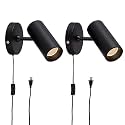 Aisilan Plug-in Wall Spotlights, Adjustable 12W 3000K CRI 97, 2 Pack, Black