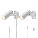 Aisilan Plug-in LED Wall Spotlights, 12W 3000K Warm White, 2 Pack, White
