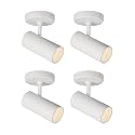 Aisilan 4 Pack 9W LED Modern Directional Dimmable Spotlight Indoor, Adjustable Angle Anti-Glare Wired Ceiling Spot Light Lamp for Living Room, Picture, Panting Accent Lighting, Warm Light, White