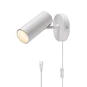 Aisilan Plug-in LED Wall Spotlight, 12W Adjustable 3000K Warm White, White