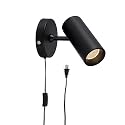 Aisilan Plug-in LED Wall Spotlight, 12W Adjustable 3000K Warm White, Black