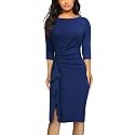 AISIZE Women39s Retro 34 Sleeve Ruched Elegant