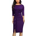 AISIZE Women39s Retro 34 Sleeve Ruched Elegant