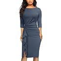AISIZE Women39s Retro 34 Sleeve Ruched Elegant