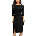 AISIZE Women39s Retro 34 Sleeve Ruched Elegant