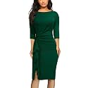 AISIZE Women39s Retro 34 Sleeve Ruched Elegant