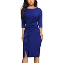 AISIZE Women39s Retro 34 Sleeve Ruched Elegant