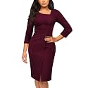 AISIZE Women39s Retro 34 Sleeve Ruched Elegant