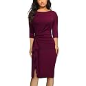 AISIZE Women39s Retro 34 Sleeve Ruched Elegant