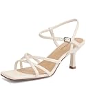 AIUNIIND Kitten Heels for Women Strappy Square