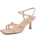 AIUNIIND Kitten Heels for Women Strappy Square