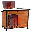 Aivituvin Dog House Outdoor Heated Dog Kennel with Insulated Liner All-Around Iron Frame Large Dog Cage for Small &amp; Medium &amp; Large Dogs,Waterproof