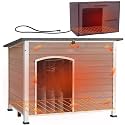 Aivituvin Dog House Outdoor Heated Dog Kennel with Insulated Liner All-Around Iron Frame Large Dog Cage for Small &amp; Medium &amp; Large Dogs,Light Brown