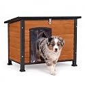 Aivituvin Dog House for Small Dogs, Wooden Outdoor Kennel, 33.5"(Brown)
