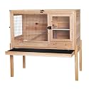 Aivituvin Guinea Pig Cages, Rabbit Hutch with Anti-Chew Frame, Bunny Cage with Deepened Pull-Out Tray, 3 Openable Areas, Assemblable Legs, Ramp & Hideout Included - Wooden