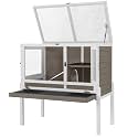 Aivituvin Guinea Pig Cages, Rabbit Hutch with Anti-Chew Frame, Bunny Cage with Cleaning Sliding Tray, 3 Openable Areas, Assemblable Legs, Ramp &amp; Hideout Included - Brown