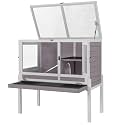 Aivituvin Guinea Pig Cages, Rabbit Hutch with Anti-Chew Frame, Bunny Cage with Cleaning Sliding Tray, 3 Openable Areas, Assemblable Legs, Ramp & Hideout Included - Grey
