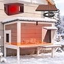 Aivituvin Heated Cat House with Insulated Liner, Large Feral Cat Shelter for Winter, Weatherproof Cat Condos for Outdoor Indoor Kitty Shelter, Light Brown