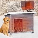 Aivituvin Heated Dog House with Insulated Liner for Winter Strong Iron Frame Outdoor Dog Kennel Pet Shelter, Heating Pad Include