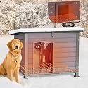 Aivituvin Heated Dog House Outdoor 33.5" Insulated Dog Kennel with Electric Heating Pad Keep Warm in Winter, Strong Iron Frame Pet Shelter,Weather-Resistant