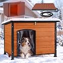 Aivituvin Heated Dog House Outdoor 43.3" Insulated Dog Kennel with Electric Heating Pad Keep Warm in Winter, Strong Iron Frame Pet Shelter,Weather-Resistant