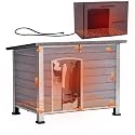 Aivituvin Heated Dog House Outdoor Dog Kennel with Insulated Liner All-Around Iron Frame Large Dog Cage for Small &amp; Medium Dogs,33.5"