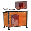 Aivituvin Heated Dog House Outdoor with Heating Pad Insulated Dog Kennel with Liner &amp; Heater for Winter Strong Iron Frame Large Dog Cage for Small &amp; Medium Dogs,33.5"